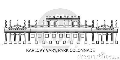 Czech Republic, Karlovy Vary, Park Colonnade, travel landmark vector illustration Vector Illustration