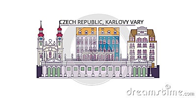 Czech Republic, Karlovy Vary tourism landmarks, vector city travel illustration Vector Illustration