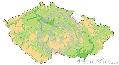 High detailed Czech Republic physical map. Vector Illustration