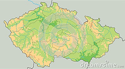 High detailed Czech Republic physical map. Vector Illustration