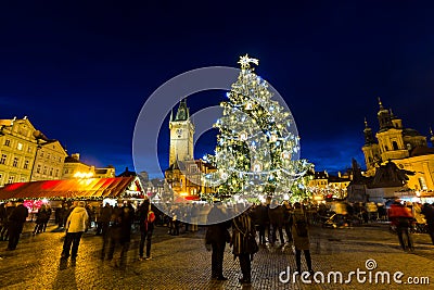 Czech Republic, Prague, December 22, 2015: Christmas Mood on the Old Town Square, Prague, Czech Republic Editorial Stock Photo