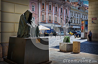 Czech Republic. Sculpture Anna Chrome `il commendatore`, spirit of the opera Mozart `Don Giovanni` in Prague. 18 June 201 Editorial Stock Photo