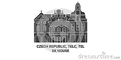 Czech Republic, Telc, Telsk House travel landmark vector illustration Vector Illustration