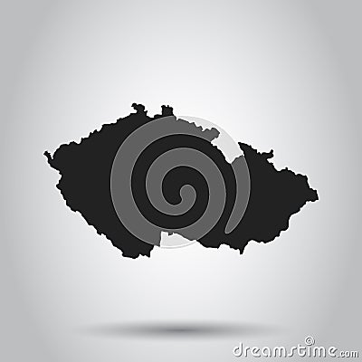 Czech Republic vector map. Black icon on white background. Vector Illustration