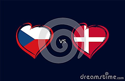 Czech Republic vs Denmark, flag emblems Vector Illustration