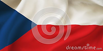 Czech Republic waving flag background.Closeup illustration of Czech Republic flag Cartoon Illustration