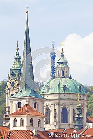 Czech Repunlic, Prague - Spires of Lesser Quarter and St. Nichol Stock Photo