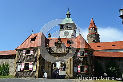 Czech, Romanesque architecture, tourism, castle Bouzov, Olomouc, beautiful view, antiquary Editorial Stock Photo