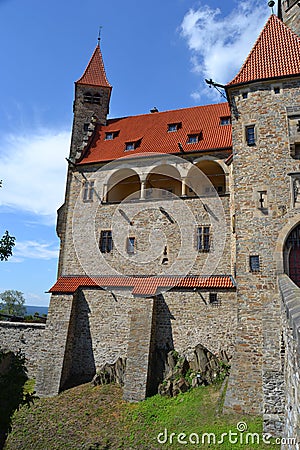 Czech, Romanesque architecture, tourism, castle Bouzov, Olomouc, beautiful view, antiquary Stock Photo