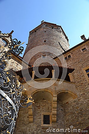 Czech, Romanesque architecture, tourism, castle Bouzov, Olomouc, beautiful view, antiquary, noble family, Stock Photo