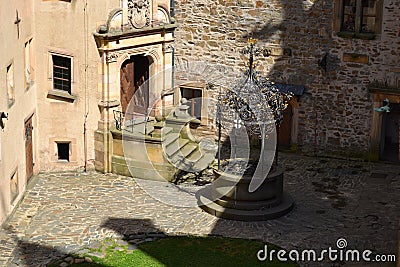 Czech, Romanesque architecture, tourism, castle Bouzov, Olomouc, beautiful view, antiquary, noble family, Stock Photo