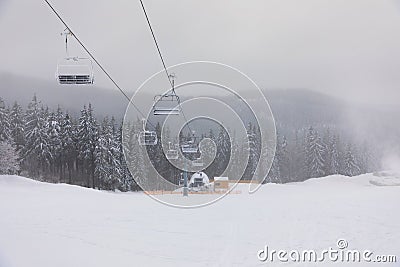 Czech ski resort Spindleruv Mlyn, Medvedin in mountain Krkonose Stock Photo
