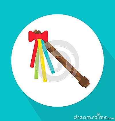 Czech traditional easter braided whip - pomlazka, from pussywillow twigs flat vector style Vector Illustration