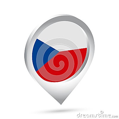 Czechia flag 3d pin icon Vector Illustration