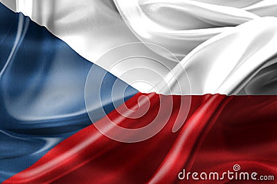 Czechia flag - realistic waving fabric flag Stock Photo