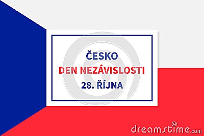 Czechia Independence Day lettering in Czech language. Czech Republic holiday celebrated on October 28. Vector template for Vector Illustration