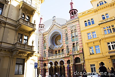 Czechia people and foreigner travelers visit Jubilee Synagogue in Prague, Czech Republic Editorial Stock Photo