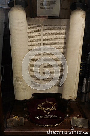 Czechoslovak Torah scroll rescued from from the Nazis Editorial Stock Photo