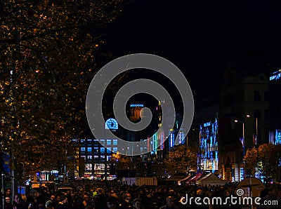 Czechs celebrate freedom marching for democracy on Velvet Revolution anniversary Editorial Stock Photo