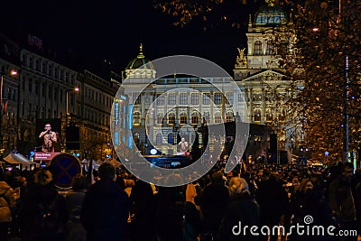 Czechs celebrate freedom marching for democracy on Velvet Revolution anniversary Editorial Stock Photo