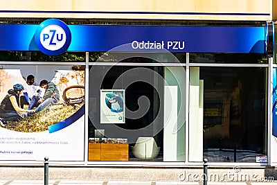 Czestochowa, Poland -02/08/2020 - insurance group PZU website in Czestochowa Editorial Stock Photo