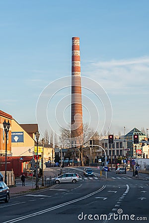 Czestochowa, Poland - 01 January, 2023: high industrial chimney in Czestochowa Editorial Stock Photo