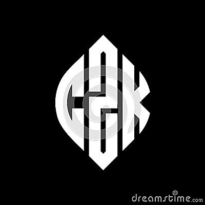 CZK circle letter logo design with circle and ellipse shape. CZK ellipse letters with typographic style. The three initials form a Vector Illustration