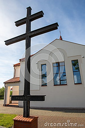 Czluchow, pomorskie / Poland - June, 2, 2019: Greek Catholic church in the village, Temple of God, built in a modern style in Editorial Stock Photo