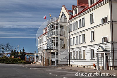 Czluchow, pomorskie / Poland - March, 31, 2019: The seat of the authorities of a small town. A modern building of the City Hall Editorial Stock Photo