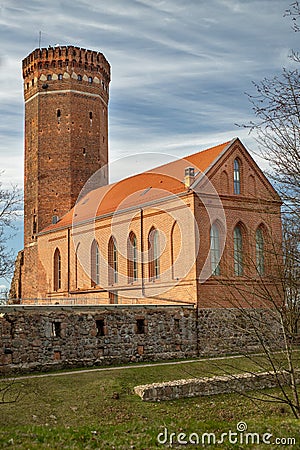 Czluchow, pomorskie / Poland - March, 31, 2019: Teutonic Castle in Central Europe. An old stronghold built of red brick Editorial Stock Photo