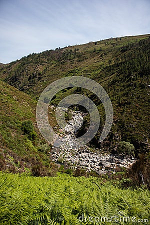 CÃ¡vado river in Cabril, following the valley Stock Photo