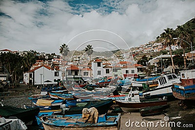 CÃ¢mara de Lobos the city of Madera, Portugal Island Editorial Stock Photo