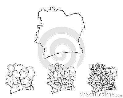 CÃ´te d`Ivoire outline map administrative regions Stock Photo