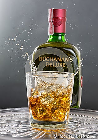 CÃºCUTA, COLOMBIA - Nov 08, 2018: Scotch Glass Buchanans Editorial Stock Photo