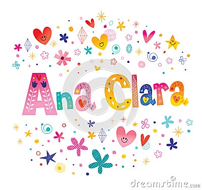 Ana Clara girls name Vector Illustration