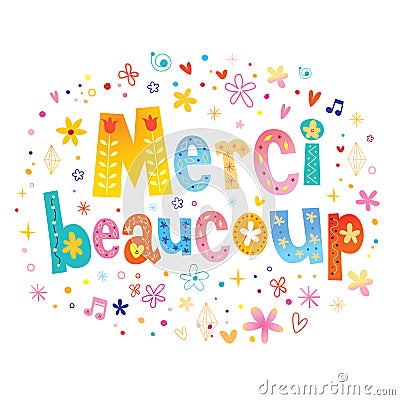 Merci beaucoup thank you very much in French Vector Illustration