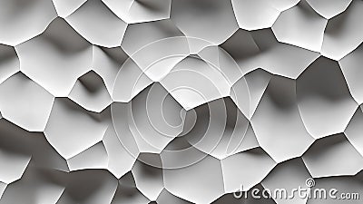3D abstract background with geometric pattern of white irregular polygonal depressions, creating textured tessellated effect Stock Photo