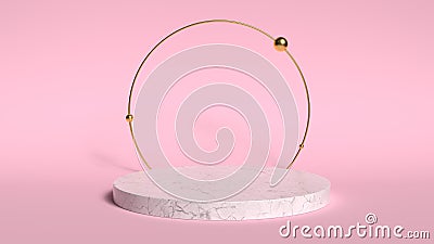 3d abstract background render. Pink platform for product display. Interior podium place. Blank decoration template for Stock Photo