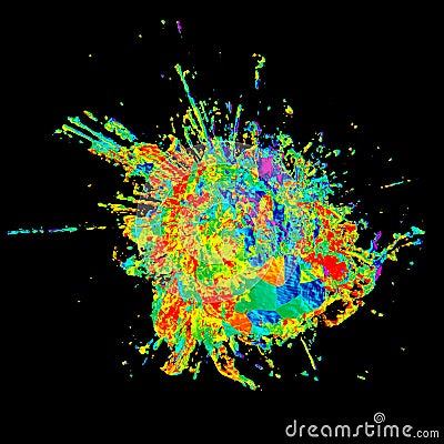 3d abstract background render. Vivid vibrant splash shape for design. Geometric graphic color art fractal texture for Stock Photo