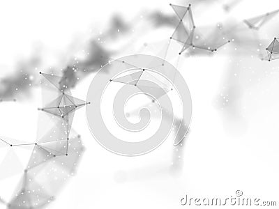 3D abstract connections background. Networking, connecting lines and dots Stock Photo