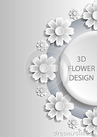 3D Abstract floral cover design with shadows. Stock Photo