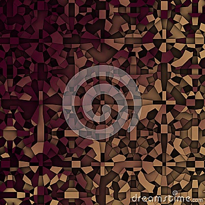 3d abstract fragmentation geometric in beige and deep red Stock Photo