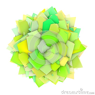 3d abstract green yellow shape on white Stock Photo