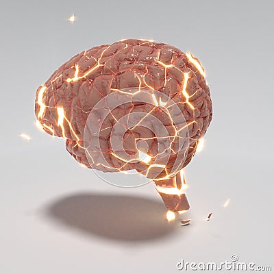 Abstract explotion of a brain, 3d illustration Cartoon Illustration