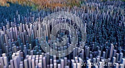 3D abstract landscape of cubes with depth of field Stock Photo