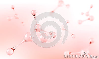 3D abstract molecular structures. Collagen serum and vitamin hyaluronic acid skin care solutions. Skin care cosmetics concept. Vector Illustration