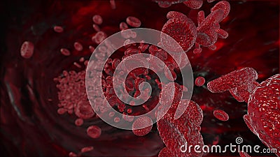 3d abstract red blood cells illustration. Cartoon Illustration