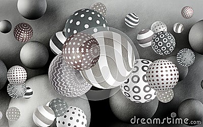 3d abstract rendering wallpaper . gray balls in dark background. for modern home decorative Stock Photo