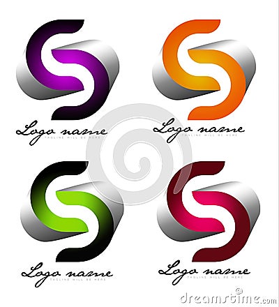 3D Abstract S Logo Cartoon Illustration