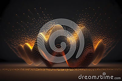 3D abstract sound wave visual background. Dynamic motion soundwaves neon lines. Music energy spectrum pattern. Stock Photo